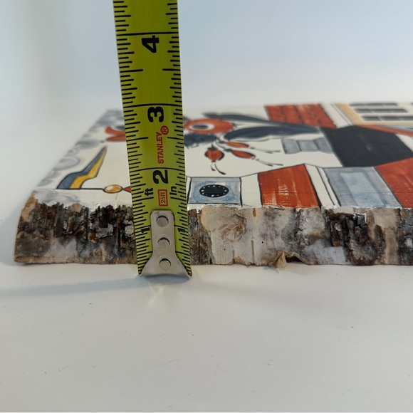 Beautiful Live Edge Hand Painted Solid Wood Slab Decor Art Swedish Folk Painting - Picture 8 of 8